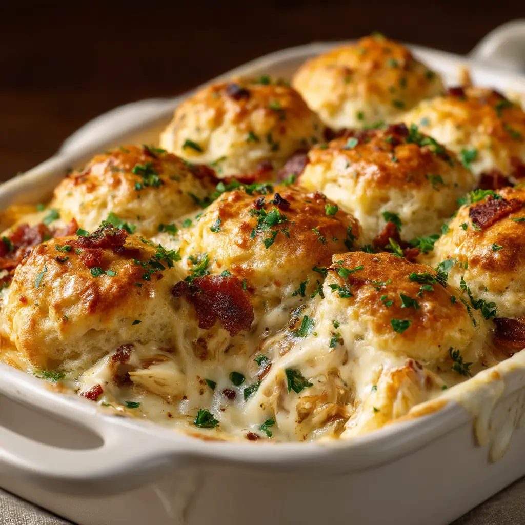 Chicken Biscuit Casserole with Creamy Chicken Filling