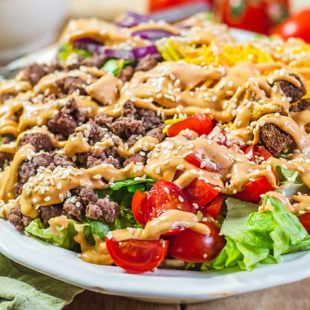 Big Mac in a Bowl: Hamburger Salad with Pickles and Cheddar