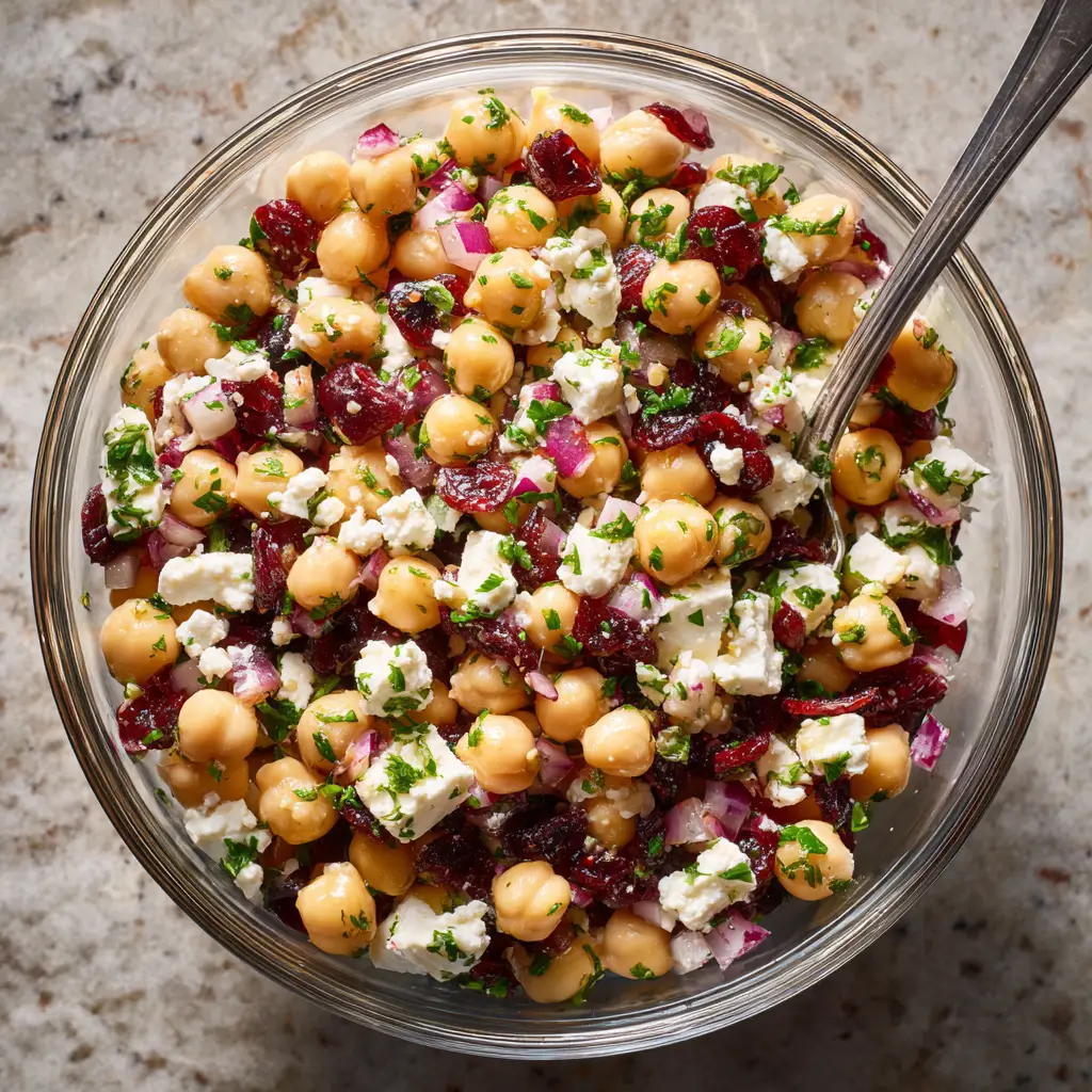 Feta and Cranberry Chickpea Salad: Quick No-Cook Lunch