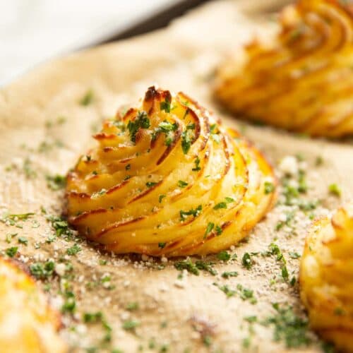 Garlic Parmesan Duchess Potatoes with Roasted Garlic