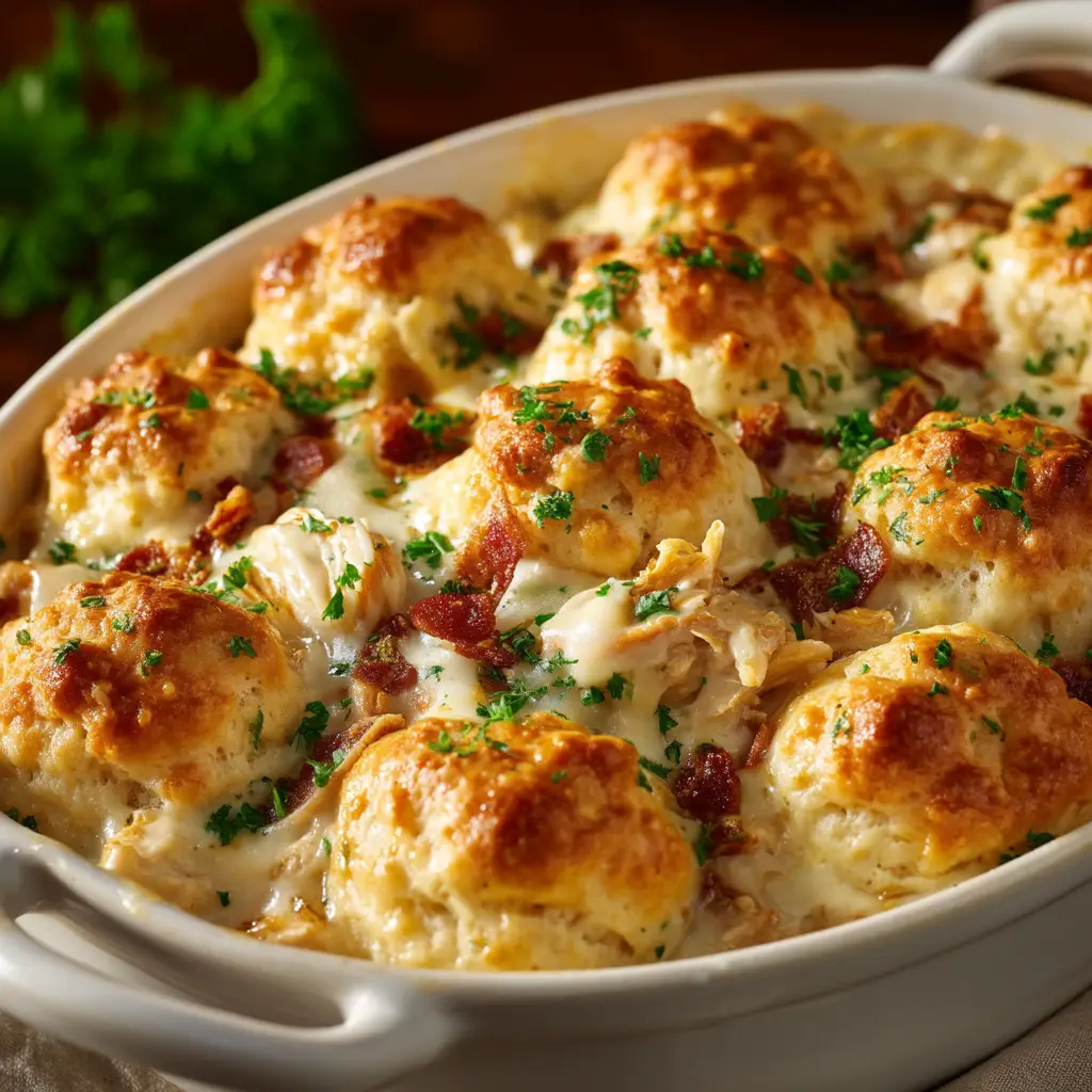 Chicken Biscuit Casserole with Creamy Chicken Filling