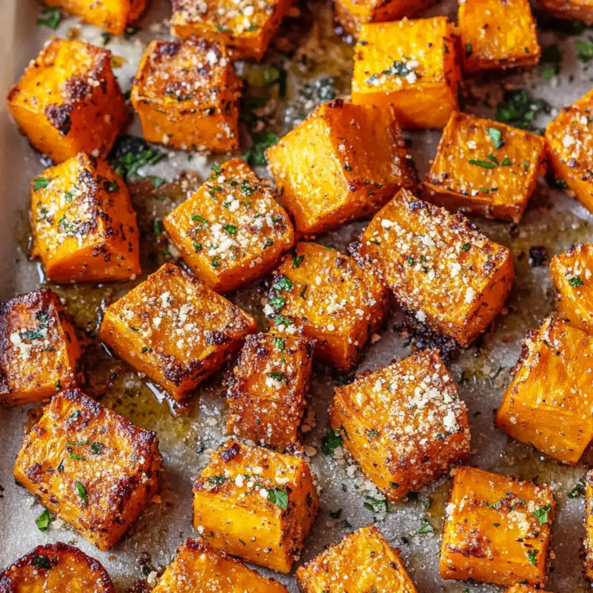 Garlic Parmesan Roasted Sweet Potatoes with Crispy Toasty Edges